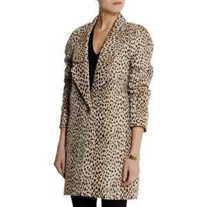 Diane von Furstenburg Britta‎ Leopard Print Overcoat SZ 12